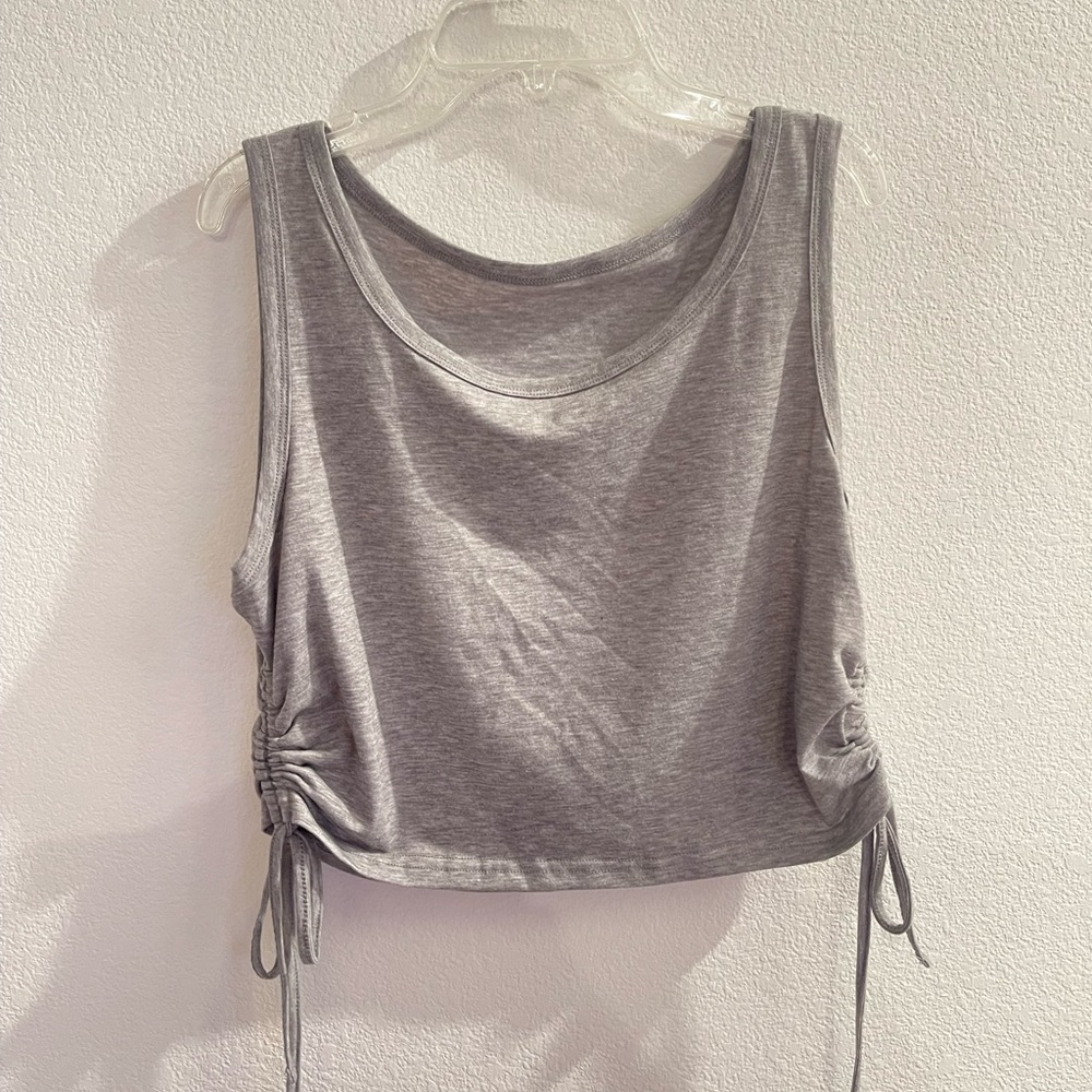 Grey ruched tank top